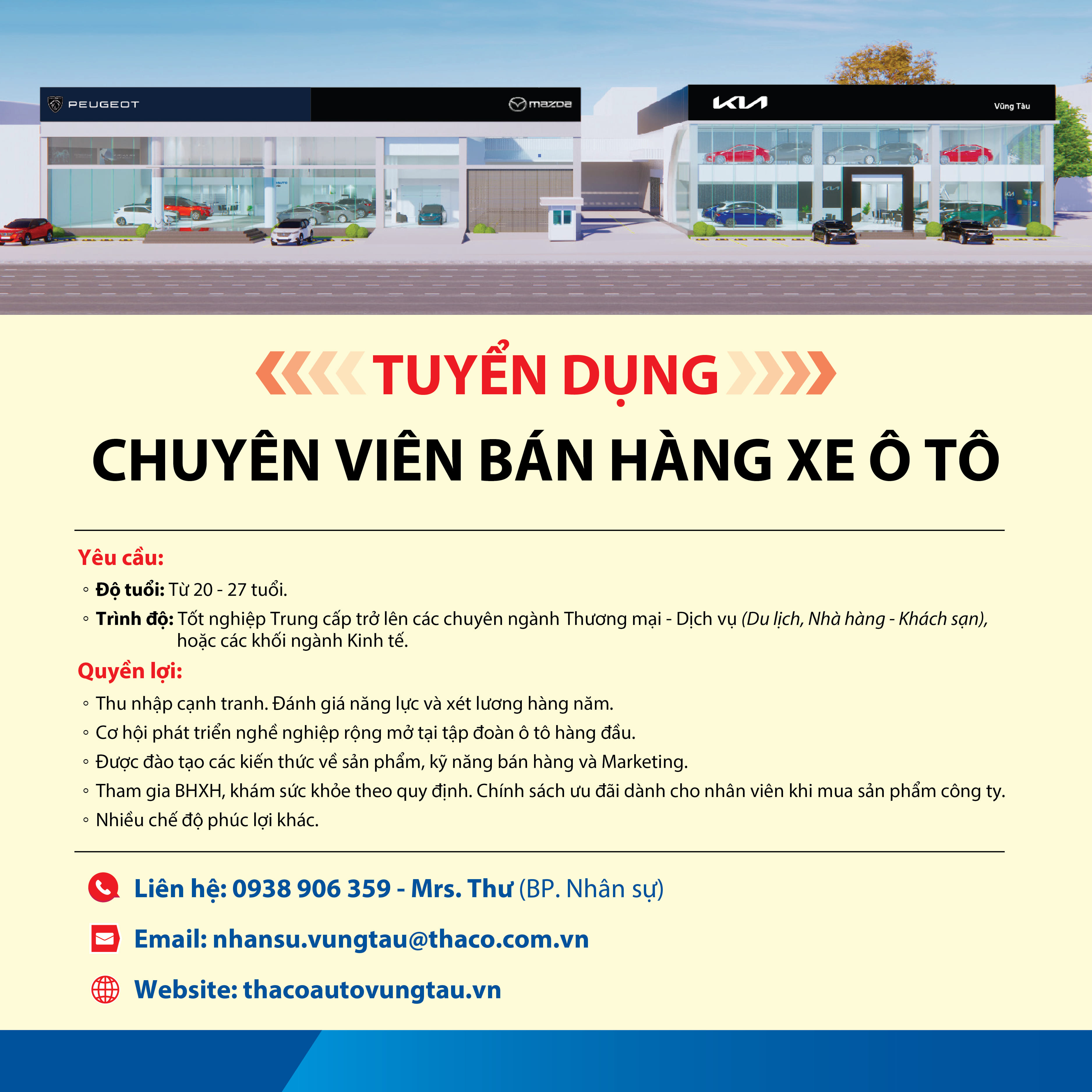 [TUYỂN DỤNG] CHUYÊN VIÊN BÁN HÀNG XE Ô TÔ